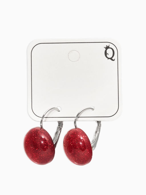 Серьги пластик "Таблетка" блёстка, цвет бордовый в серебре