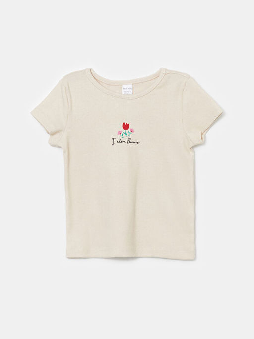 Bisiklet Yaka K?sa Kollu ?i?ekli K?z Bebek Bluz ve Tayt 2li Tak?m