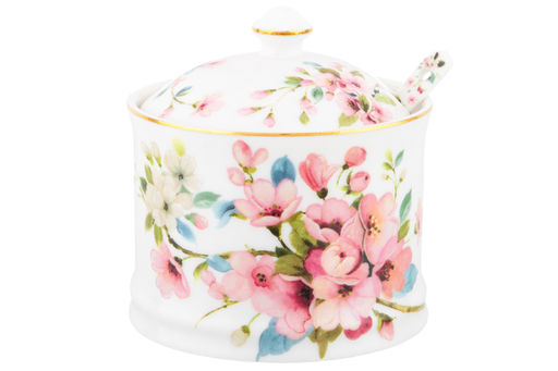 Сахарница 250 мл 9*9*10 см Яблоневый цвет на белом + ложка, NEW BONE CHINA - Elan gallery фото 26