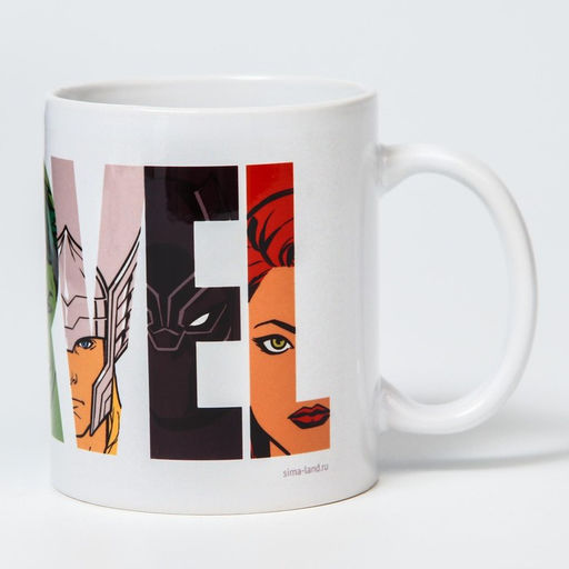 Кружка керамическая детская, сублимация, 350 мл «Марвел», Мстители