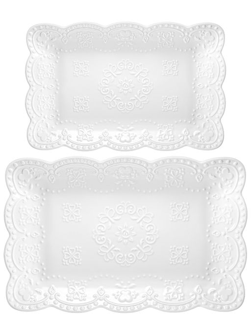 Набор блюд д/сервировки 2 пр. 25*16,5*2,5 см + 30,5*20*3 см, прямоуголные,фарфор - Elan gallery фото 3