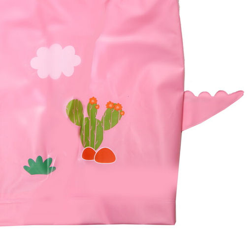 Дождевик-плащ детский "Рокки-Динозаврик" с капюшоном, рукава на резинке, цвет розовый, размер M(64*46см) ДоброСад