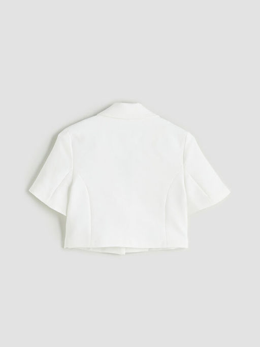 ?i?ekli K?z ?ocuk Crop Ceket