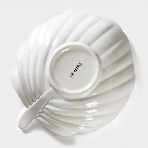 Салатник фарфоровый Magistro «Лист Бланш», 550 мл, 20.5×17 см, цвет белый