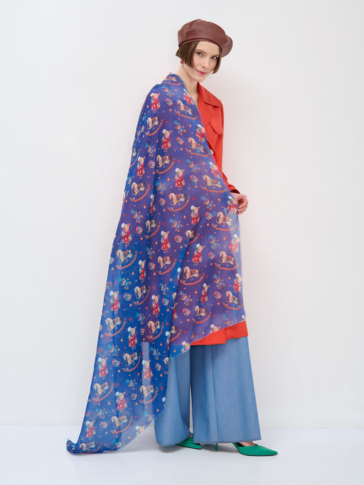 Большой, красивый двусторонний платок с рисунком в стиле арт-декои необычной текстурой ткани - Tantino фото 5