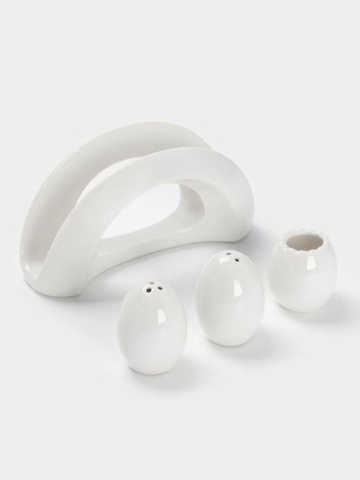 Набор для специй BellaTenero Бергамо, 4 предмета, на подставке, керамика, белый  фото 5