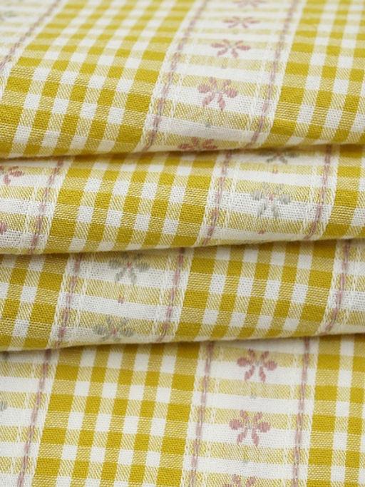 Вареный (стираный) хлопок Вышивка-цветочки цв.желто-оливковый, ш.2.5м, хлопок-100%, 150гр/м.кв - Купава фото 3