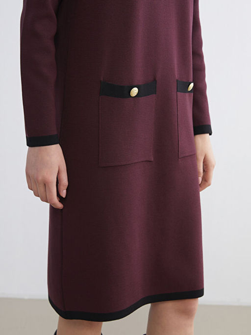 Bisiklet Yaka Triko Elbise