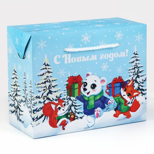 Цена за 2 шт. Пакет-коробка подарочный новогодний С Новым годом, 23?18?11 см