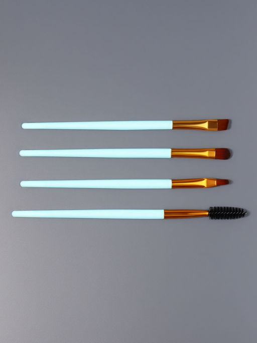 Цена за 4 шт. Набор кистей для макияжа COLOR POWER, 4 шт., бирюзовый, золотистый