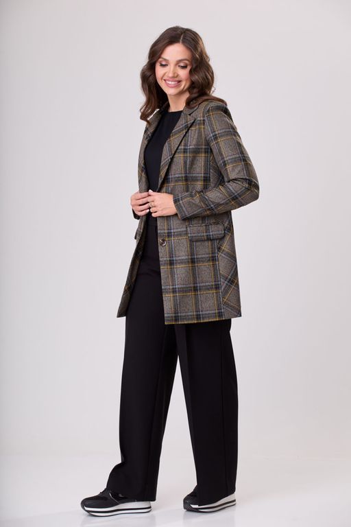 Жакет БелЭльСтиль 860 коричнево-желтая клетка фото 3