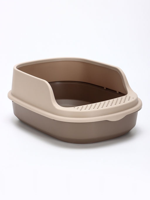 Лоток для кошек "Фур-Мур", 48×35.5 см, с высоким бортом, с совком, покрытие Soft-touch, цвет капучино