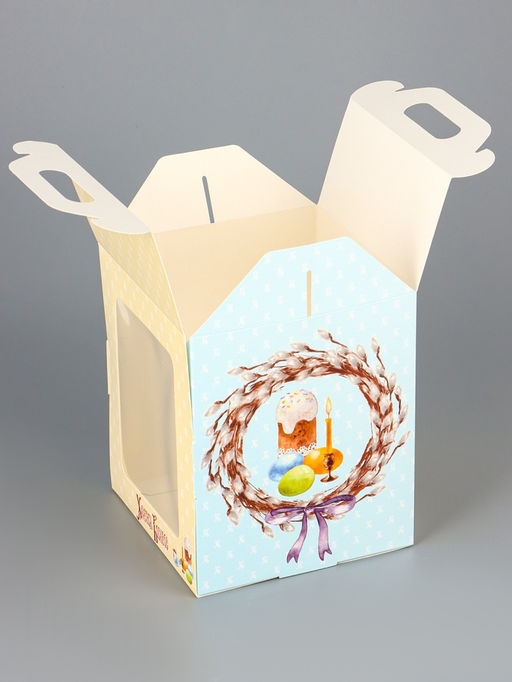 Цена за 5 шт. Коробка подарочная пасхальная с окном, с фронтальной загрузкой Верба 15?15?18 см