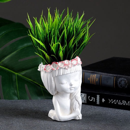 Декоративное кашпо для цветов Девушка с косой, 80 мл, 11?8?8 см, гипс, белое - Хорошие сувениры фото 9