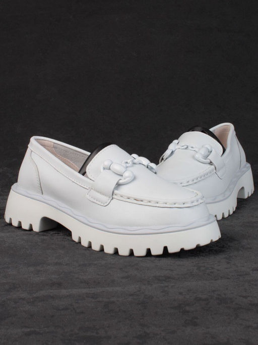 03-HY6-2D WHITE Лоферы женские (натуральная кожа) - Фабричный китай фото 13