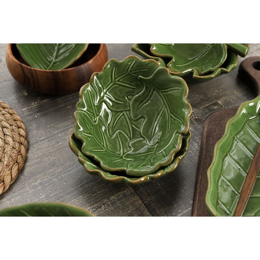 Салатник Доляна «Лист», 270 мл, 13.8×12.4 см, цвет зелёный