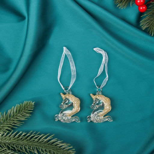 Ёлочные игрушки 2 шт. Зимнее волшебство. Единорожки, 43.5 см, прозрачный фото 2