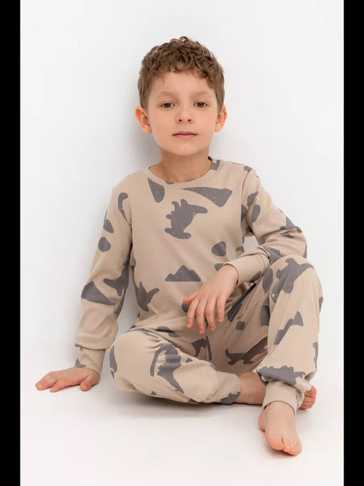 Crockid _ К 1552/темно-бежевый,дино пижама дет