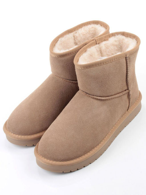 04-PF5854-3 BEIGE Угги женские (натуральная замша, 100% шерсть)