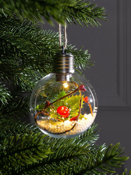 Ёлочный шар Листочек, 1 LED, от батареек, свечение тёплое белое