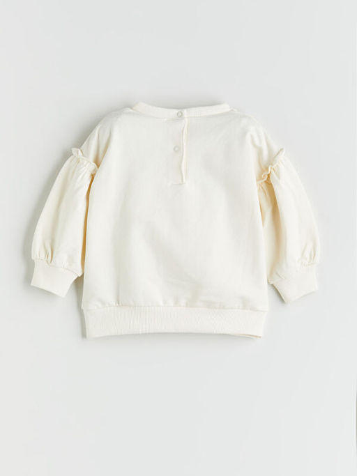 Bisiklet Yaka ?i?ekli K?z Bebek Sweatshirt