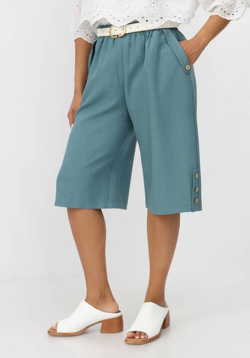 Капри свободного кроя синий