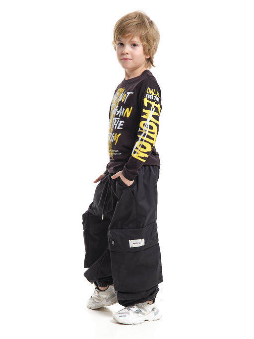 Лонгслив для мальчика подростковый черный с принтом на рукаве UD 7960 черный - Mini maxi фото 7