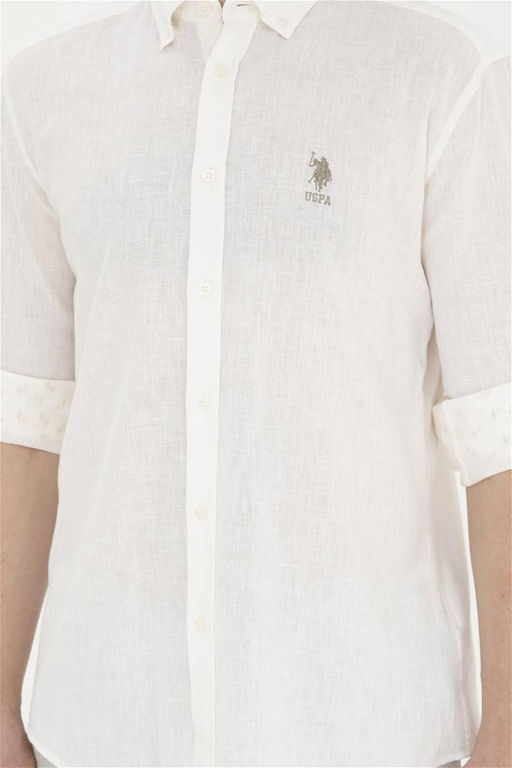 Мужская рубашка цвета хаки с длинным рукавом - U.s. polo assn фото 6