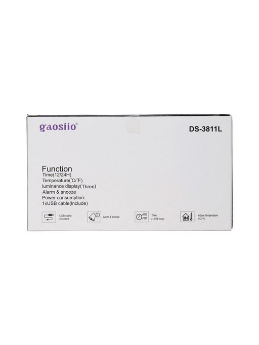 Часы-будильник электронные настольные, термометр, календарь, USB, 15*8 см, зеленые цифры