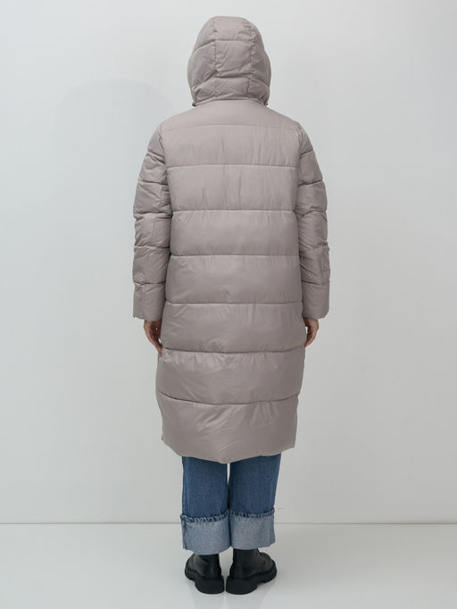 Пальто зимнее утепленное с капюшоном женское серого цвета 7623Sr - Visdeer фото 10