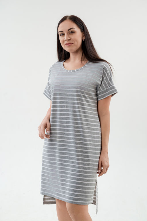 Туника женская из вискозы Полоса серо-белый - Амадэль фото 4