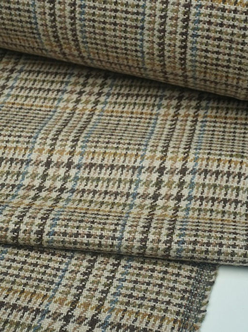 Шерсть пальтово-костюмная Твид Гусиная лапка-клетка цв.коричневый, ш.1.5м, шерсть-50%, п/э-50% - Купава фото 7