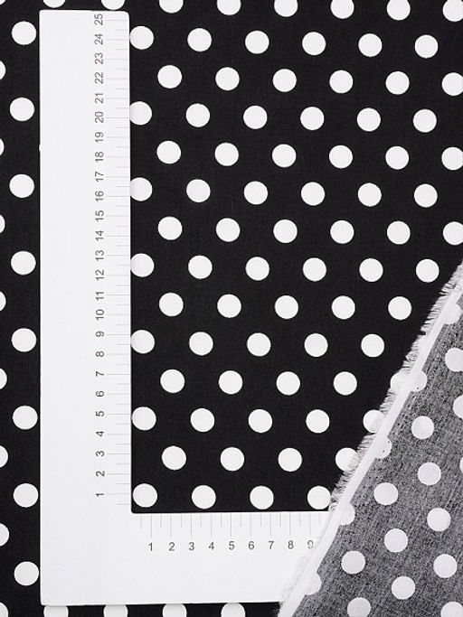 Штапель Белый горох (11мм) цв.черный, ш.1.45м, вискоза-100%, 95гр/м.кв - Купава фото 3