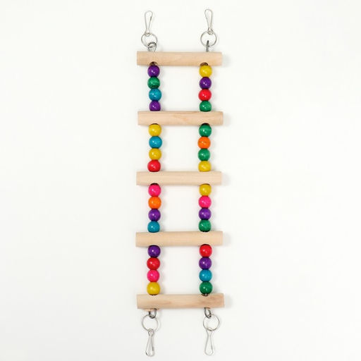Игрушка для птиц Лесенка с бусинами, 28 см, микс цветов - Пижон фото 2