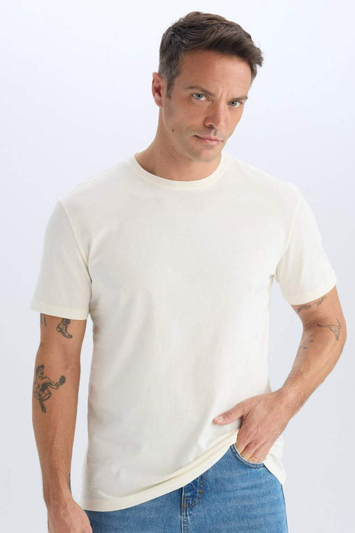 New Regular Fit Bisiklet Yaka Basic Duz K?sa Kollu Tisort - Defacto фото 2