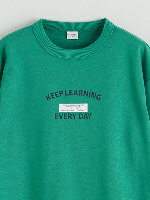 Bask?l? Erkek ?ocuk Sweatshirt