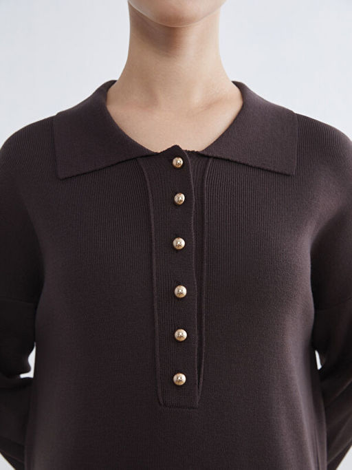 Polo Yaka Triko Elbise