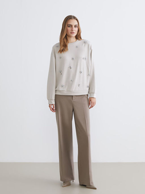 Bisiklet Yaka Oversize Ta?l? Bluz