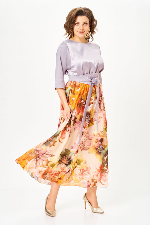 Платье Anastasia Mak 1229-Ш лиловый+ цветы  фото 6