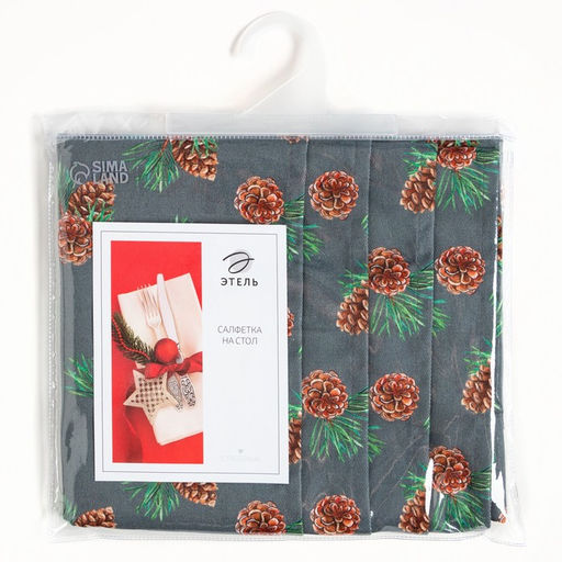 Набор новогодних салфеток Этель Лес, 46х46 см - 4 шт, хлопок, саржа  фото 6