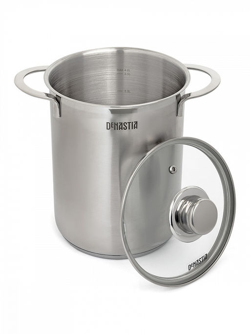 Кастрюля с крышкой и сеткой 4,2л серый нержавеющая сталь