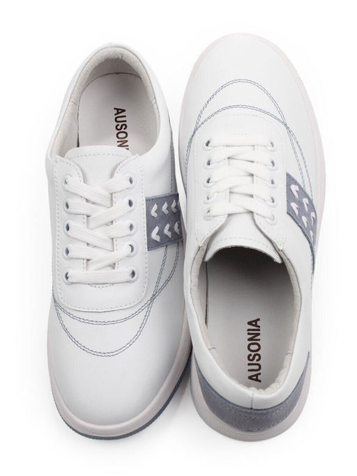 03-YA345-1 WHITE/BLUE Полуботинки спортивные женские (натуральная кожа, натуральная замша)