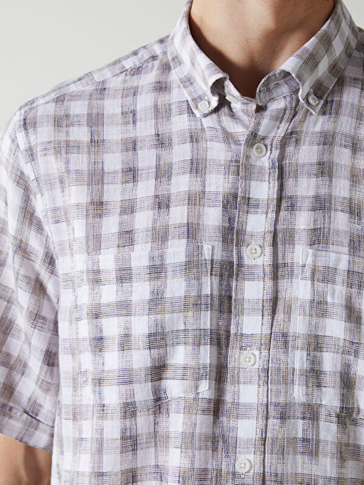 Regular Fit K?sa Kollu Ekose Arm?rl? Erkek G?mlek