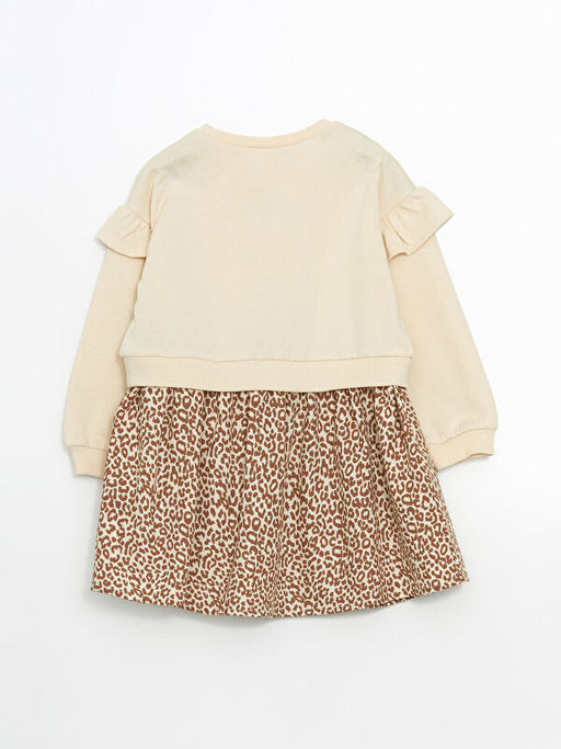 Bisiklet Yaka Leopar Desenli K?z ?ocuk Elbise