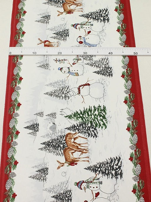 Дорожка "Снеговики и олени", ш.0.5м, хлопок -100%, 228гр/кв.м