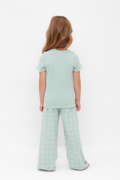 К 1636/голубая дымка,двойная клетка пижама дет