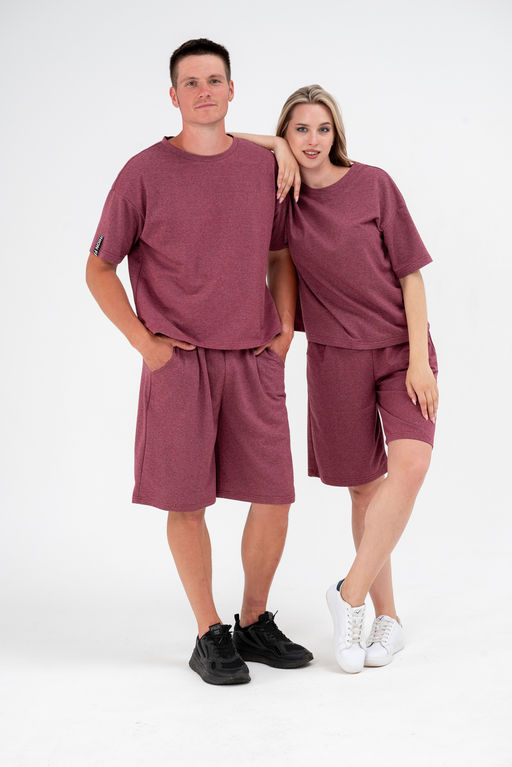 Костюм из футера унисекс бордо-меланж - Амадэль фото 12