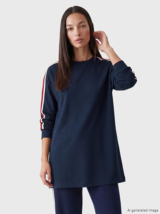 Bisiklet Yaka Oversize Kad?n Sweatshirt Tunik