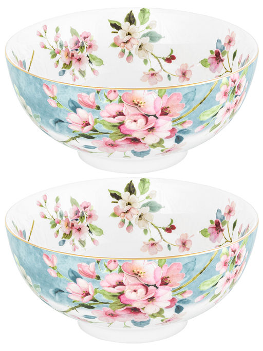 Набор салатников 2 пр. 600 мл 15*15*7 см Яблоневый цвет на голубом NEW BONE CHINA - Elan gallery фото 3