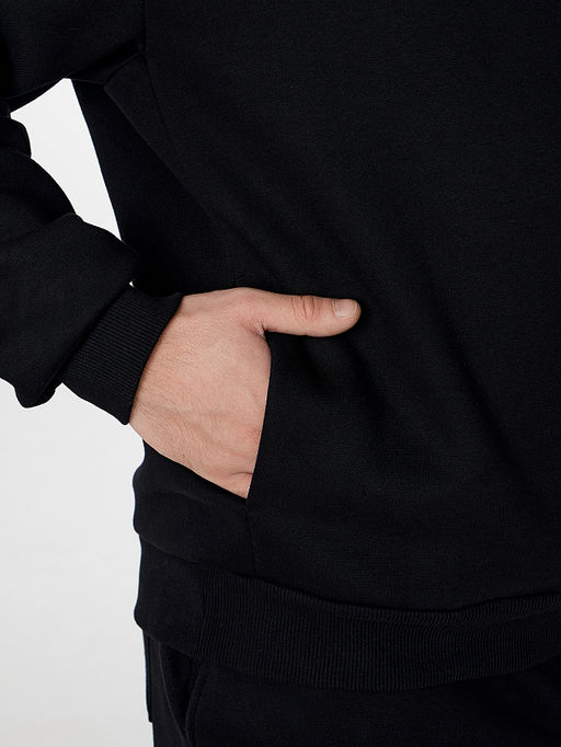 Теплое худи мужское черное с начесом